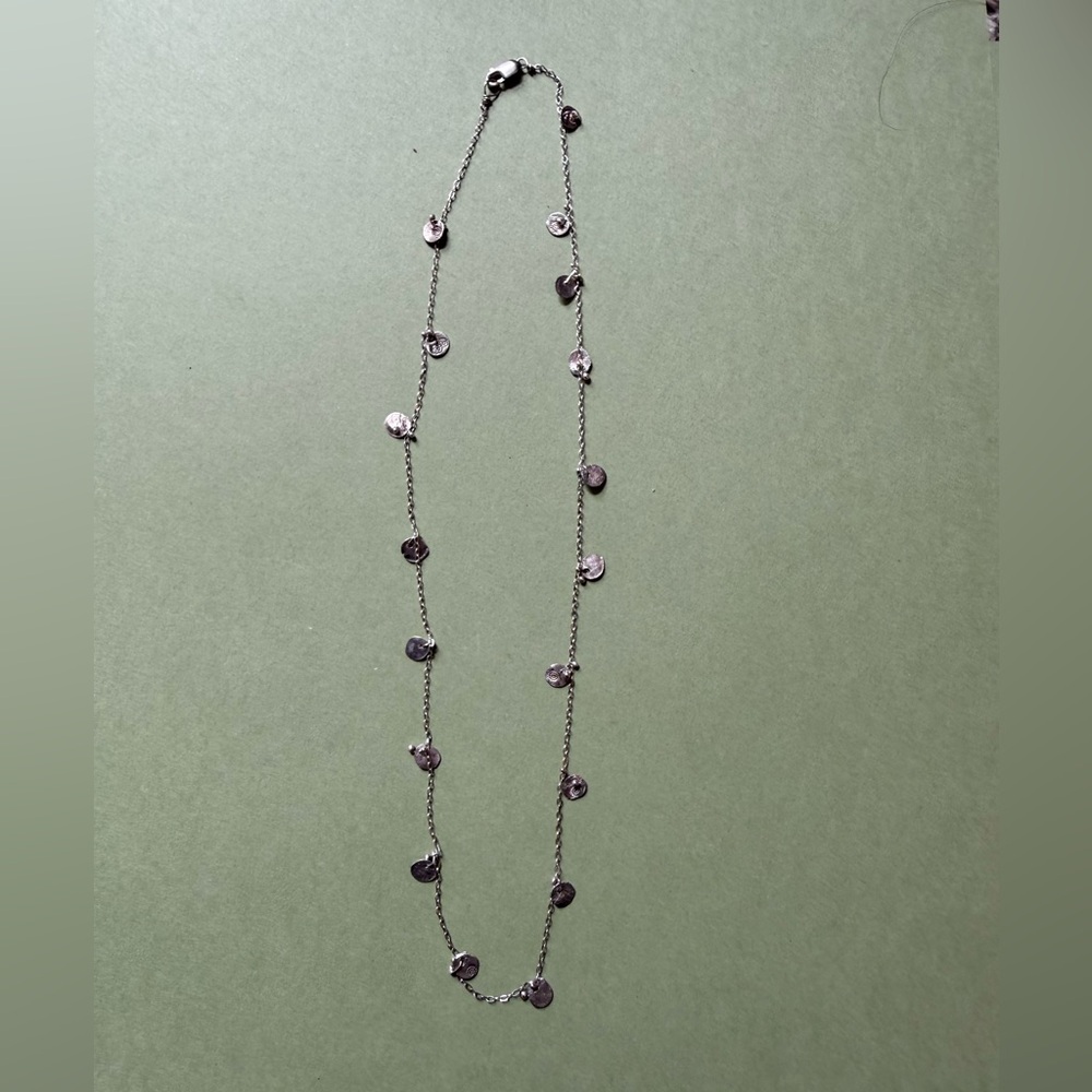 Delicate Silver Disc Station Necklace.